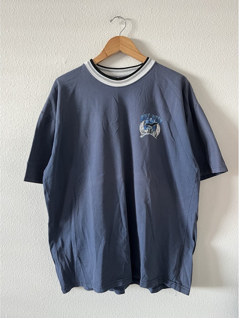 Vintage Bike Week Graphic Ringer T-Shirt Blue⁠